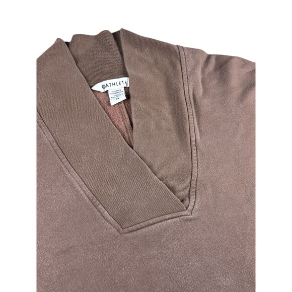 Athleta Clarity V-Neck Sweatshirt Womens Med Rustic Beige Tencel Pullover Cozy - Picture 2 of 11